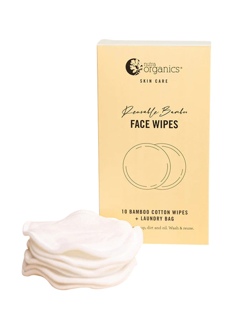 Nutra Organics Wipes Face Reusable Bamboo x 10 Pack