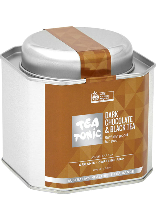 Tea Tonic Organic Dark Chocolate and Black Tea Caddy Tin 250g