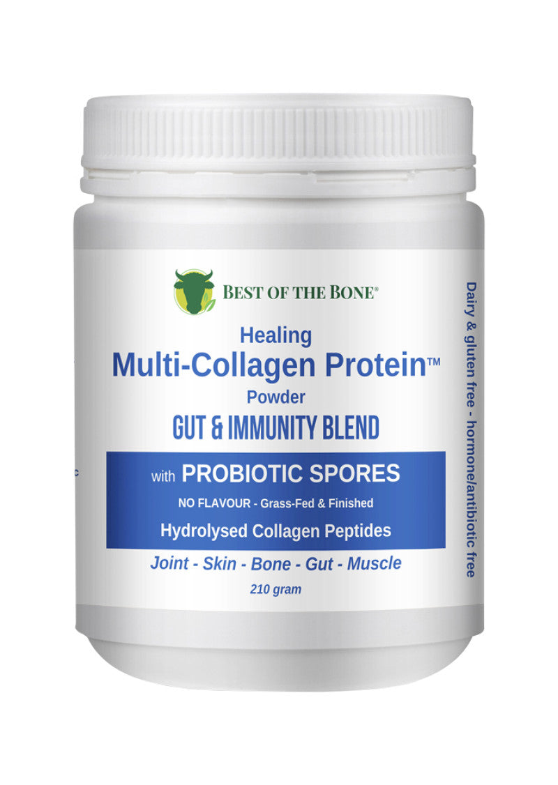 Best of the Bone Multi Collagen Protein Powder Gut and Immunity Blend Unflavoured 210g