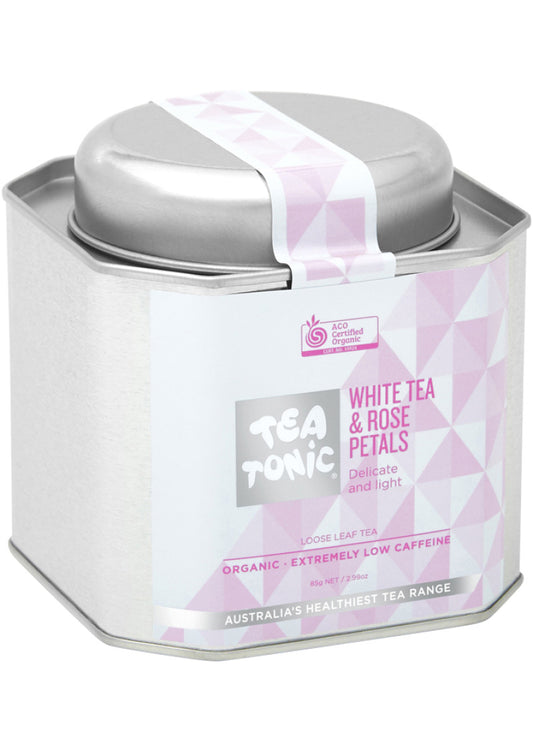 Tea Tonic Organic White Tea and Rose Petals Tea Caddy Tin 85g