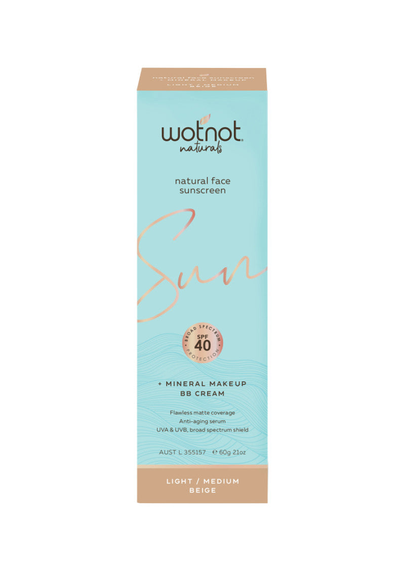 Wotnot Nat Natural Sunscreen Face SPF 40 (Min MakeUp BB Cream) Beige 60g