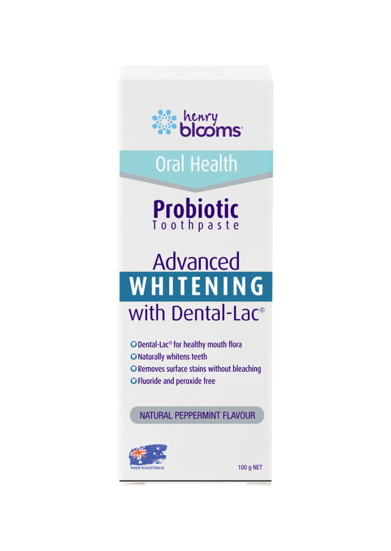 H.Blooms Oral Health Probiotic Toothpaste Advanced Whitening Peppermint 100g