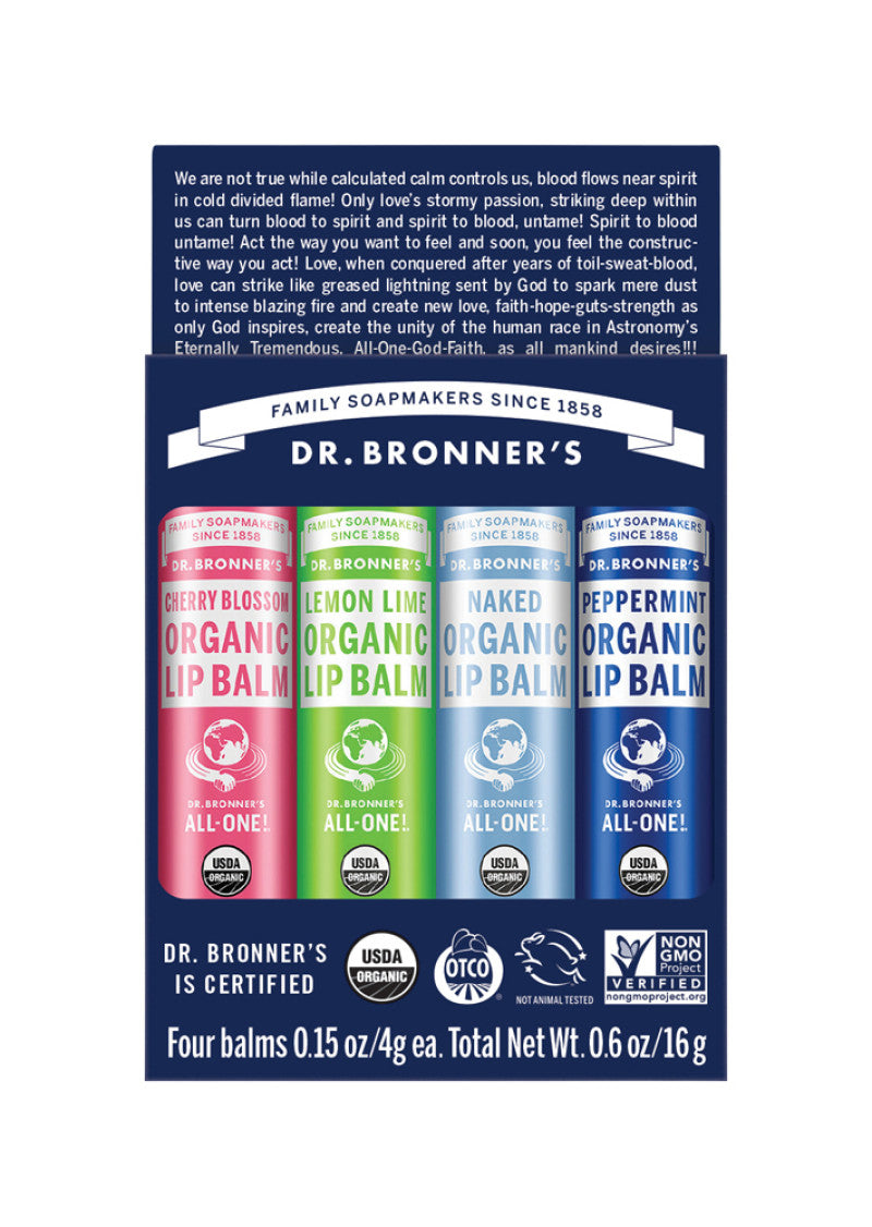 Dr. Bronner's Organic Lip Balm 4g x 4 Pack