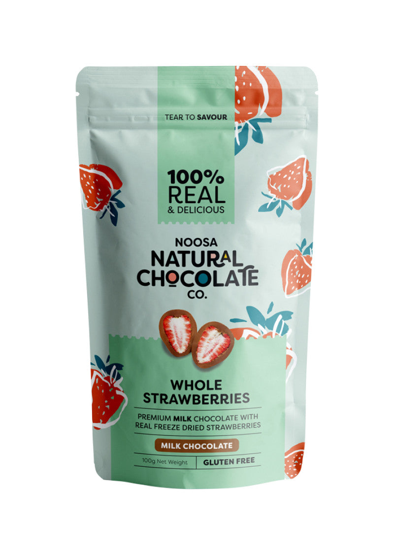 Noosa Natural Milk Chocolate Whole Strawberries 100g