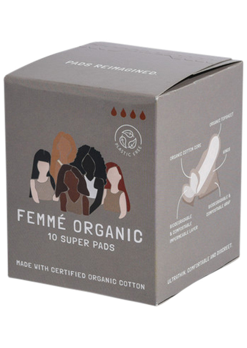 Femme Organic Org Pads Super x 10 Pack