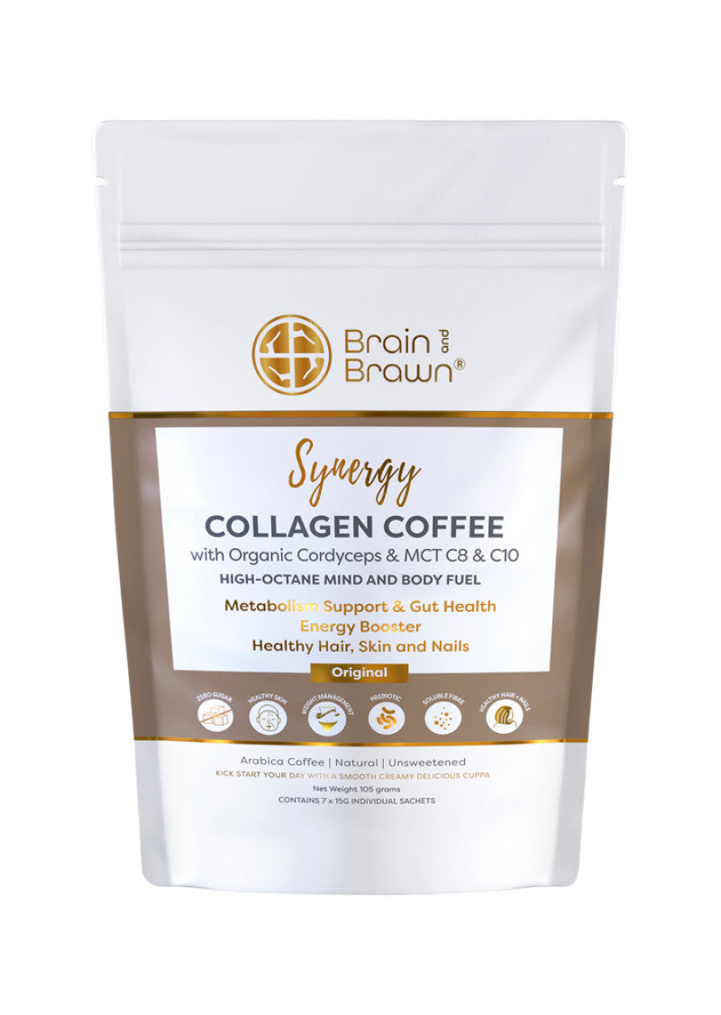 Brain Brawn Collagen Coffee Synergy Sachets 15g x 7 Pk