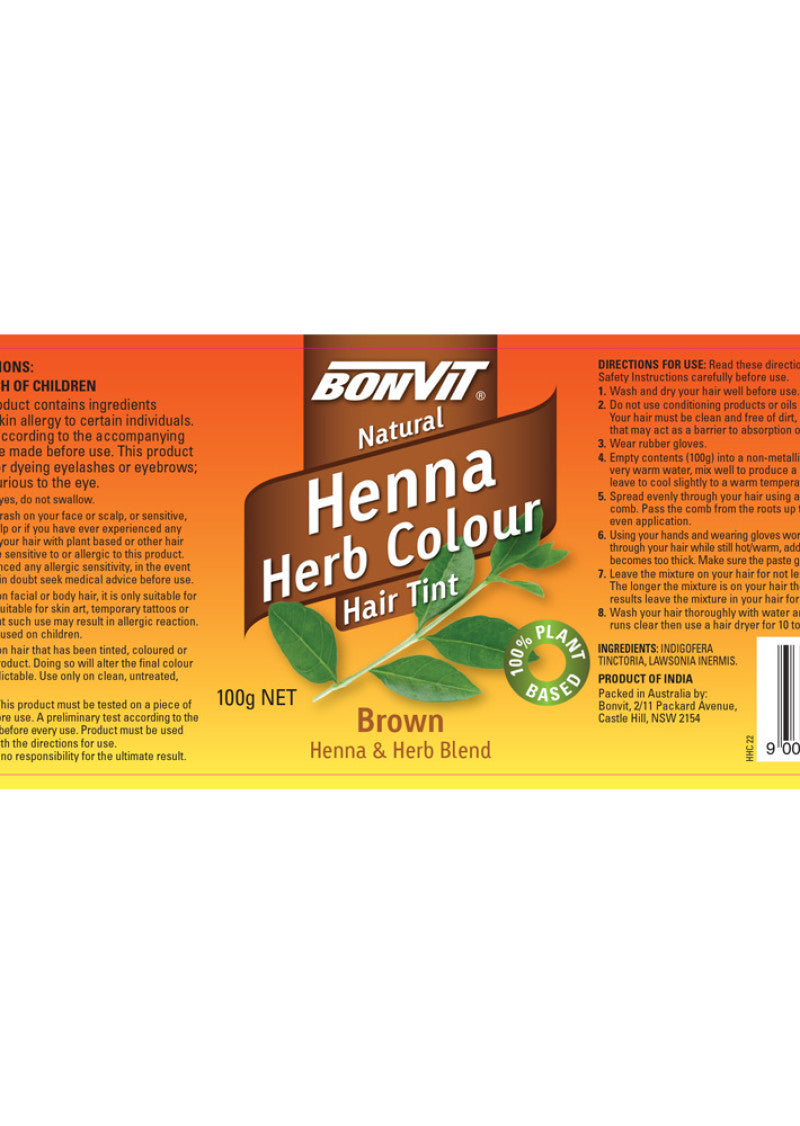 Bonvit Hair Tint Henna Herb Colour Brown 100g