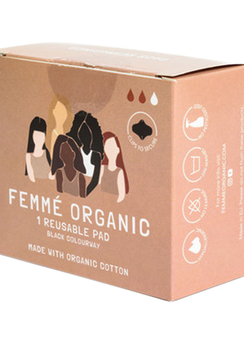 Femme Organic Org Reusable Pad Black