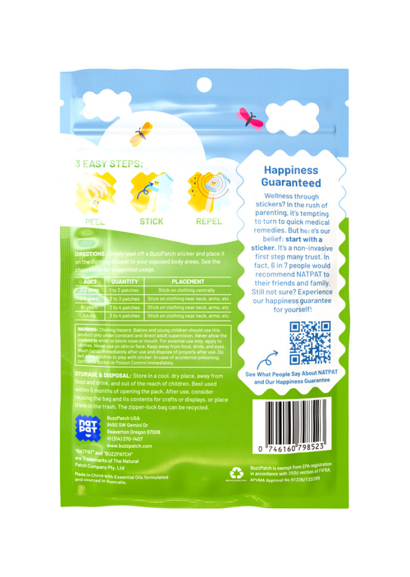 NATPAT BuzzPatch Org Mosquito Repellent Stickers x 24 Pack