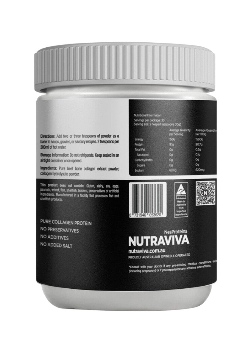 Nutraviva Bone Broth Beef Collagen Enriched Pure 300g