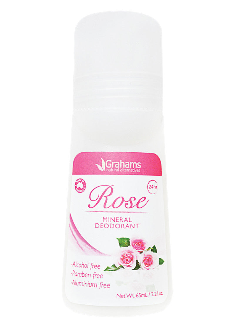 Grahams Natural Mineral Deodorant Roll On Rose 65ml