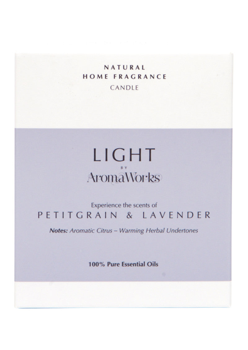 AromaWorks Light Candle Petitgrain and Lavender Medium 220g