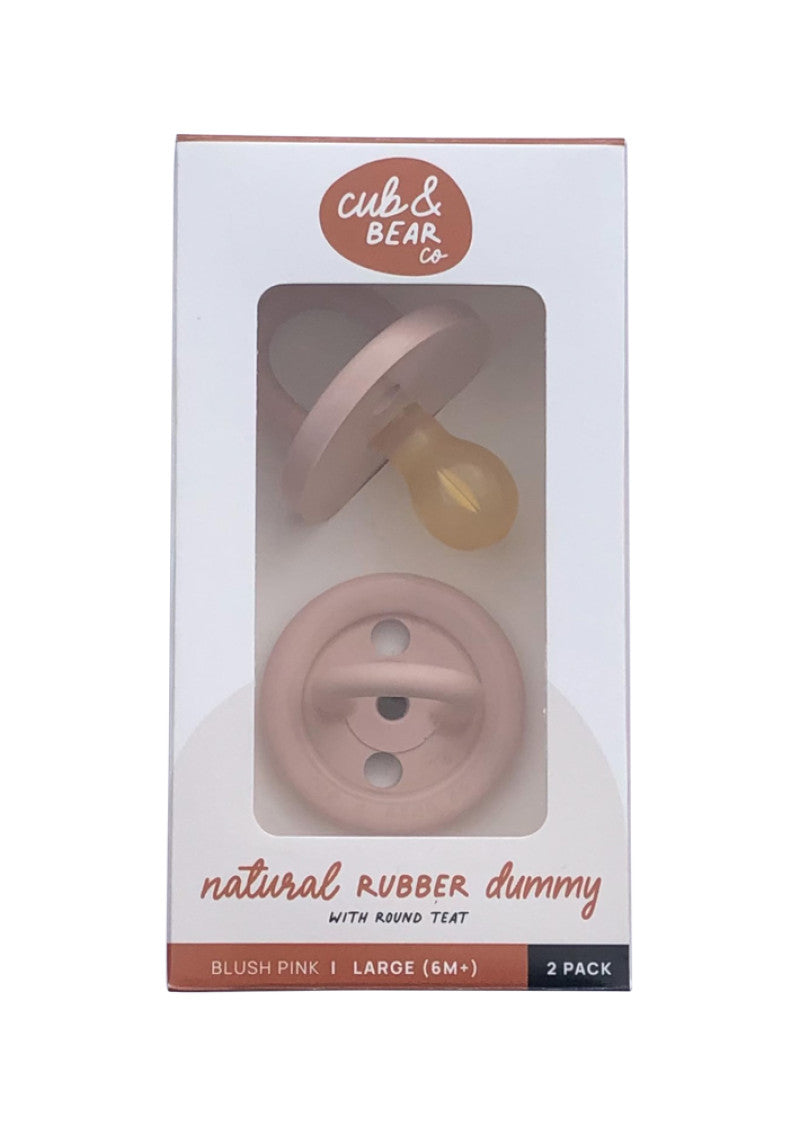 Cub Bear Co Rubber Dummy Round Large Pink Twin