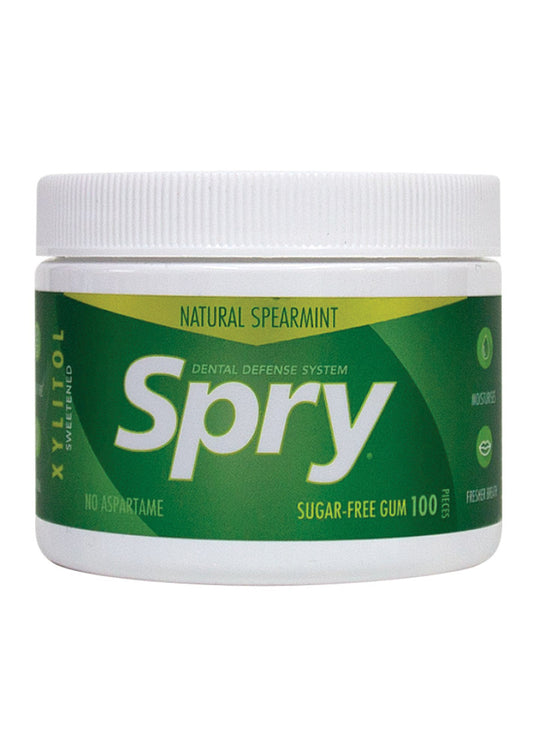 Spry Xylitol Chewing Gum Spearmint Tub X 100 Pieces