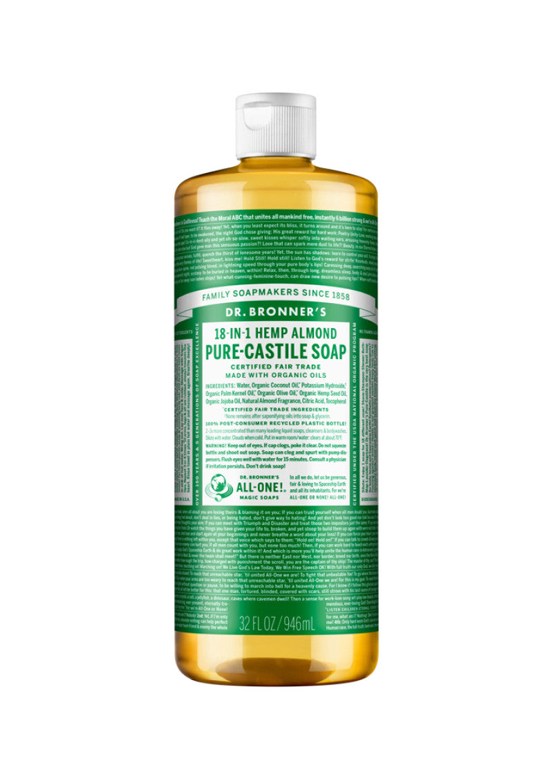 Dr. Bronner's Pure Castile Soap Liquid (Hemp 18 in 1) Almond 946ml