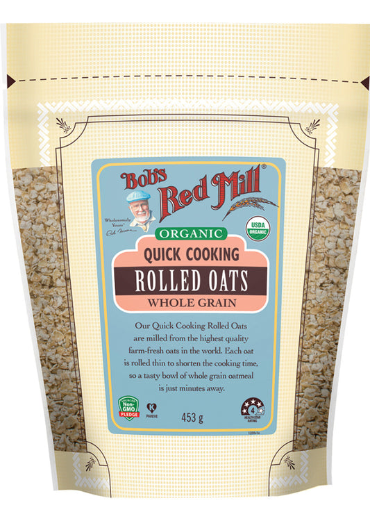 Bob's Red Mill Org Oats Rolled (Quick Cooking) 453g