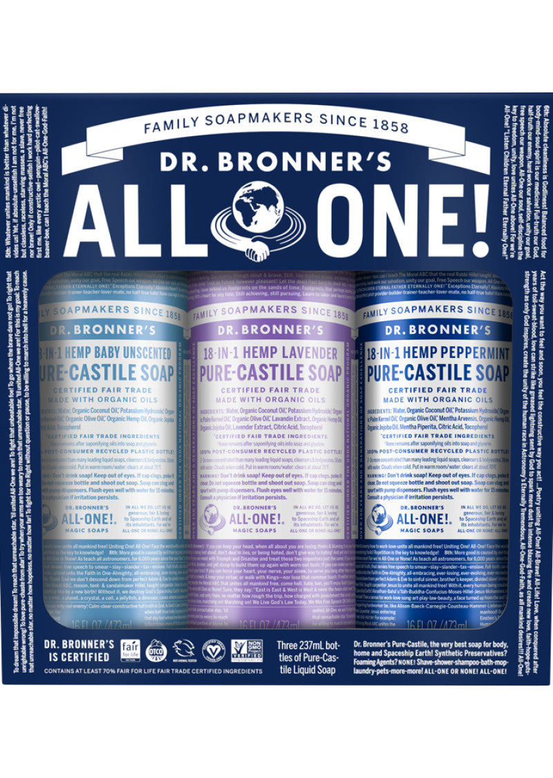 Dr. Bronners Pure Castile Soap Liq Cosmic Classic 237mlx3 Pk