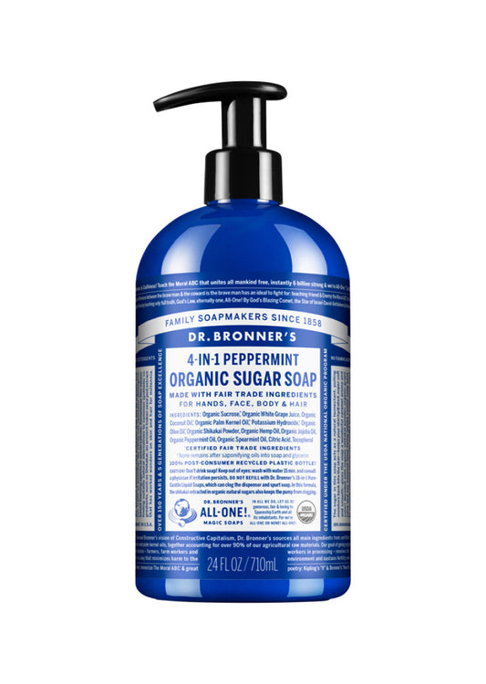 Dr. Bronner's Organic Sugar Soap Peppermint (Pump) 710ml