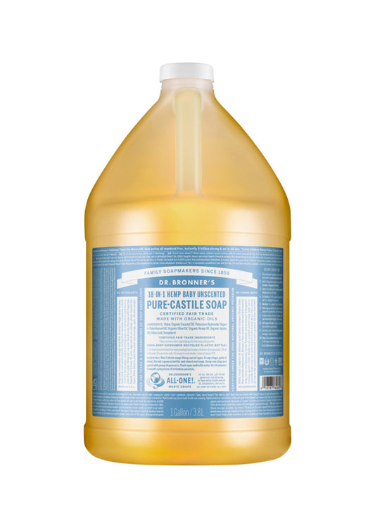 Dr. Bronner's Pure Castile Soap Liquid (Hemp 18 in 1) Unscented (Baby) 3.78L