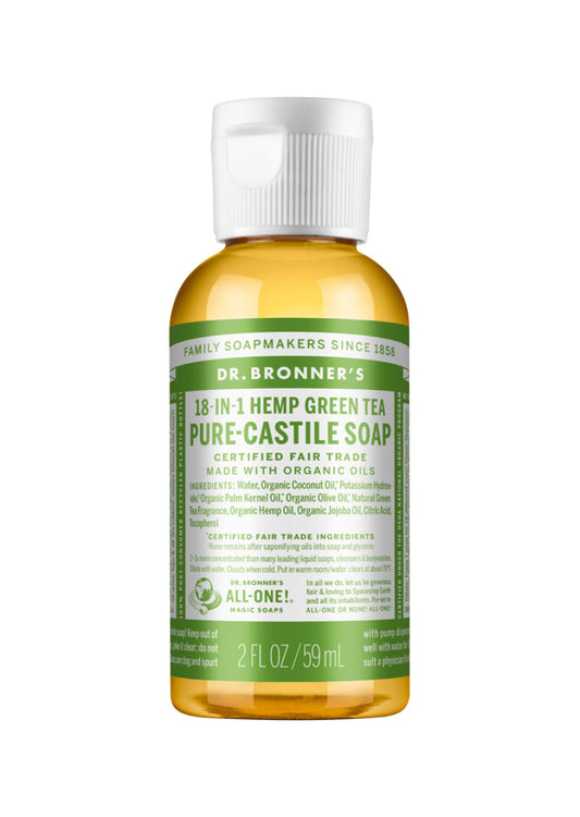 Dr. Bronner's Pure Castile Soap Liquid (Hemp 18 in 1) Green Tea 59ml