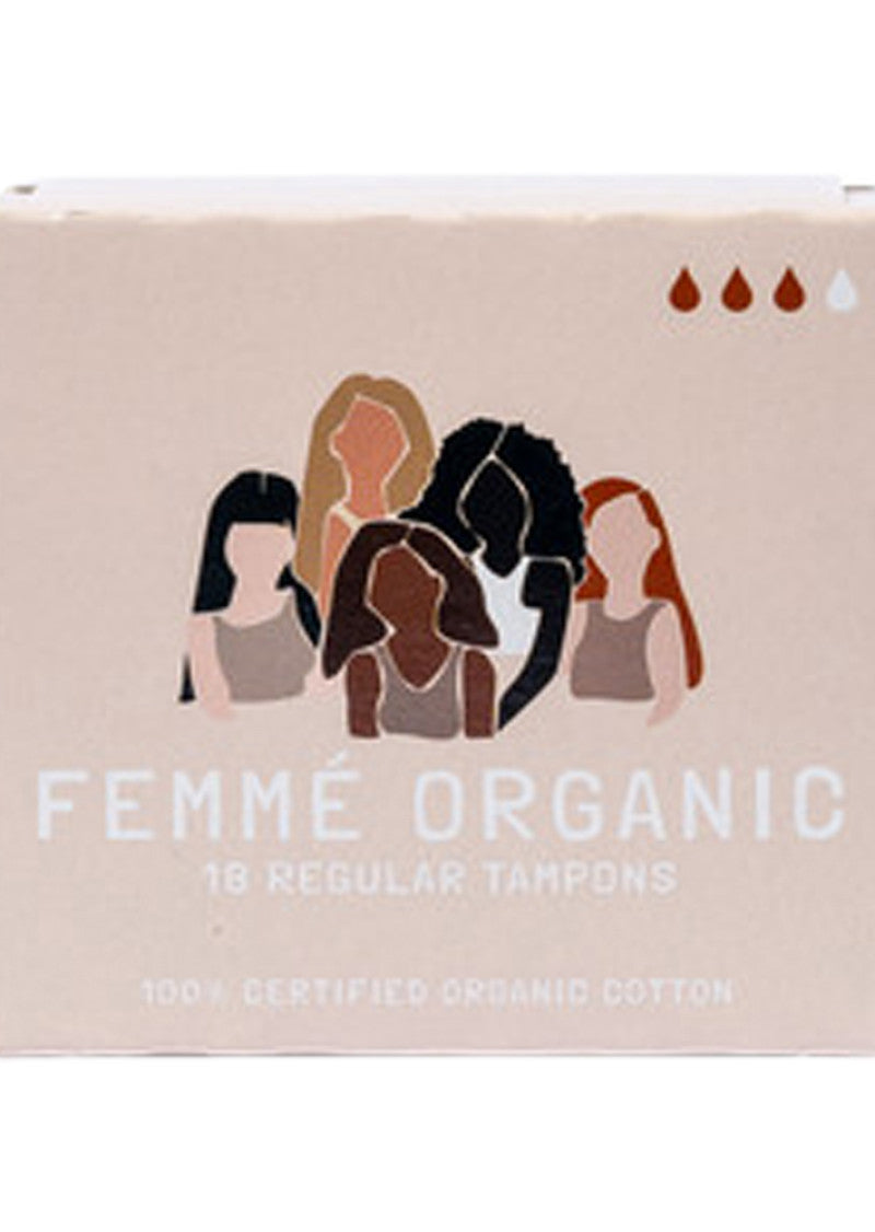 Femme Organic Org Tampons Regular x 18 Pack