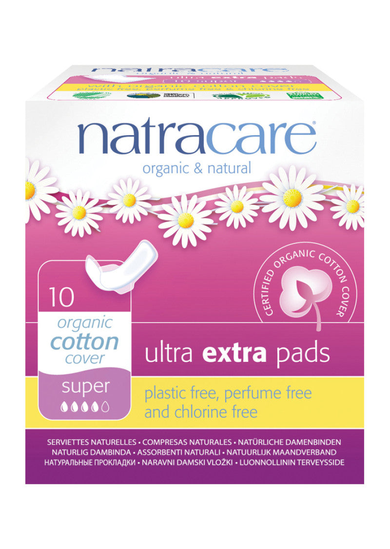 Natracare Pads w Org Cotton Cover Ultra Extra Super x 10 Pack