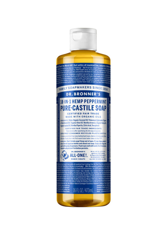 Dr. Bronner's Pure Castile Soap Liquid (Hemp 18 in 1) Peppermint 473ml