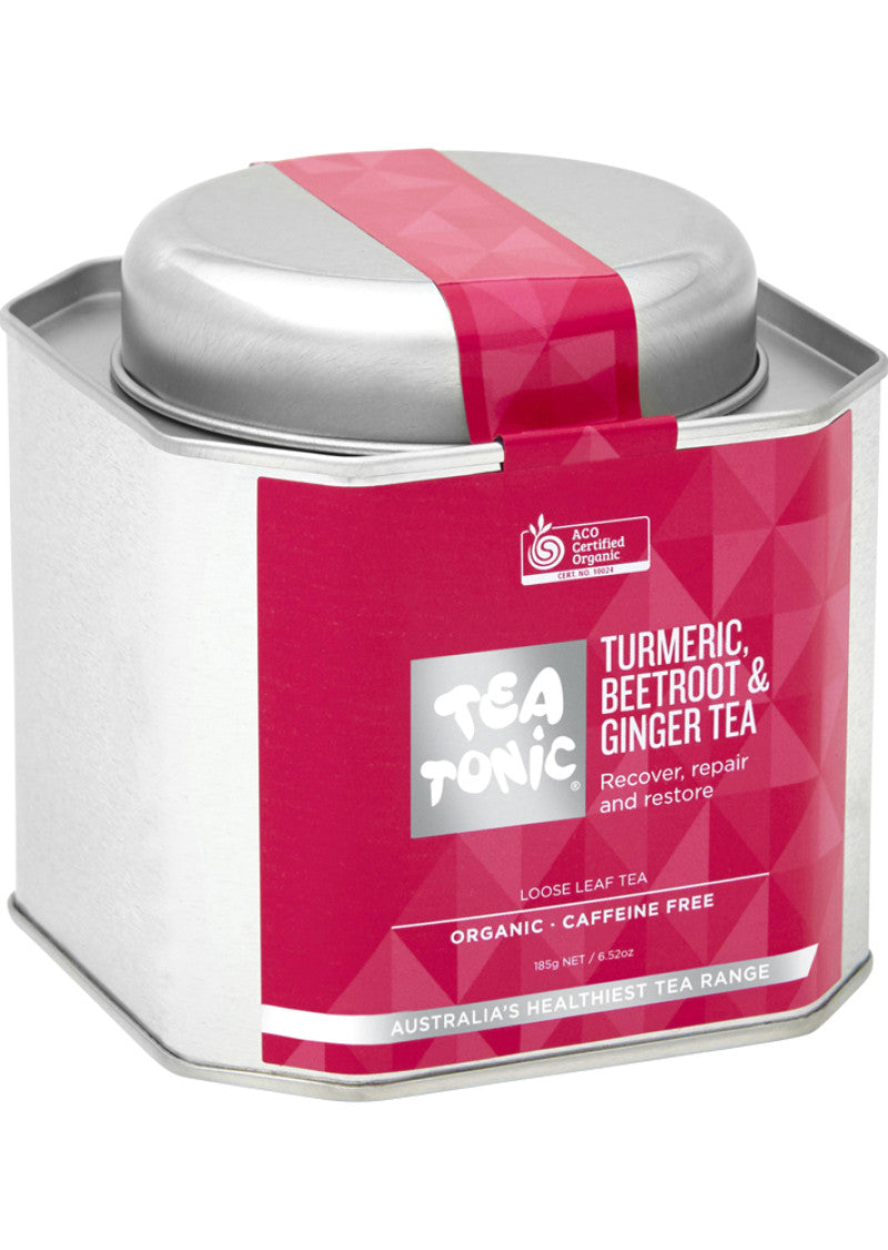 Tea Tonic Organic Turmeric Beetroot Ginger Tea Caddy Tin 185g