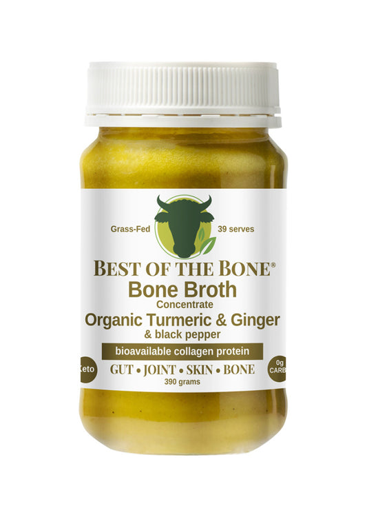 Best of the Bone Bone Broth Beef Concentrate Organic Turmeric Ginger Black Pepper 390g