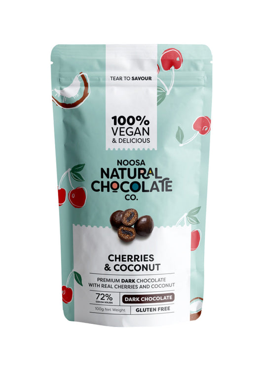 Noosa Natural Dark Chocolate Cherries And Coconut 100g