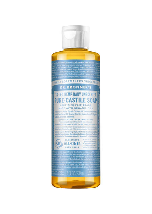 Dr. Bronner's Pure Castile Soap Liquid (Hemp 18 in 1) Unscented (Baby) 237ml