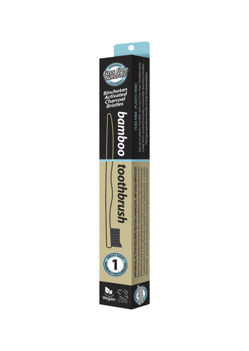 Essenzza Fuss Free Toothbrush Bamboo Activ Charcoal Soft