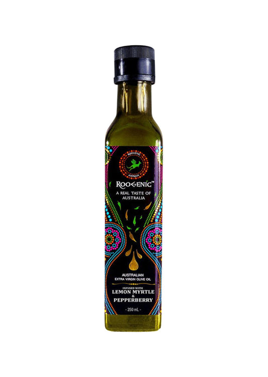 Roogenic Olive Oil with lemon Myrtle and Pepperberry 250ml