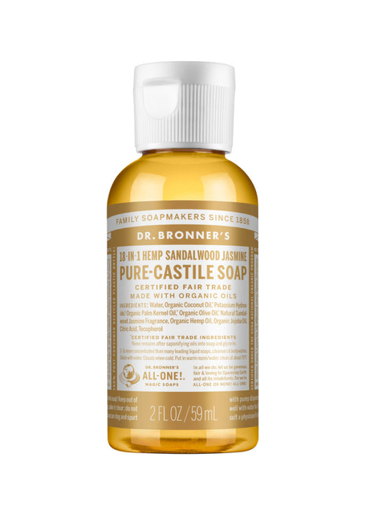 Dr. Bronner's Pure Castile Soap Liquid (Hemp 18 in 1) Sandalwood Jasmine 59ml