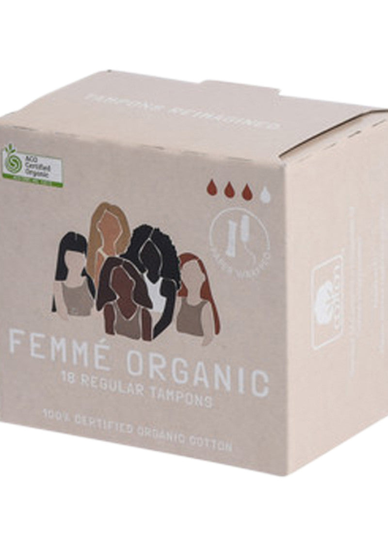 Femme Organic Org Tampons Regular x 18 Pack