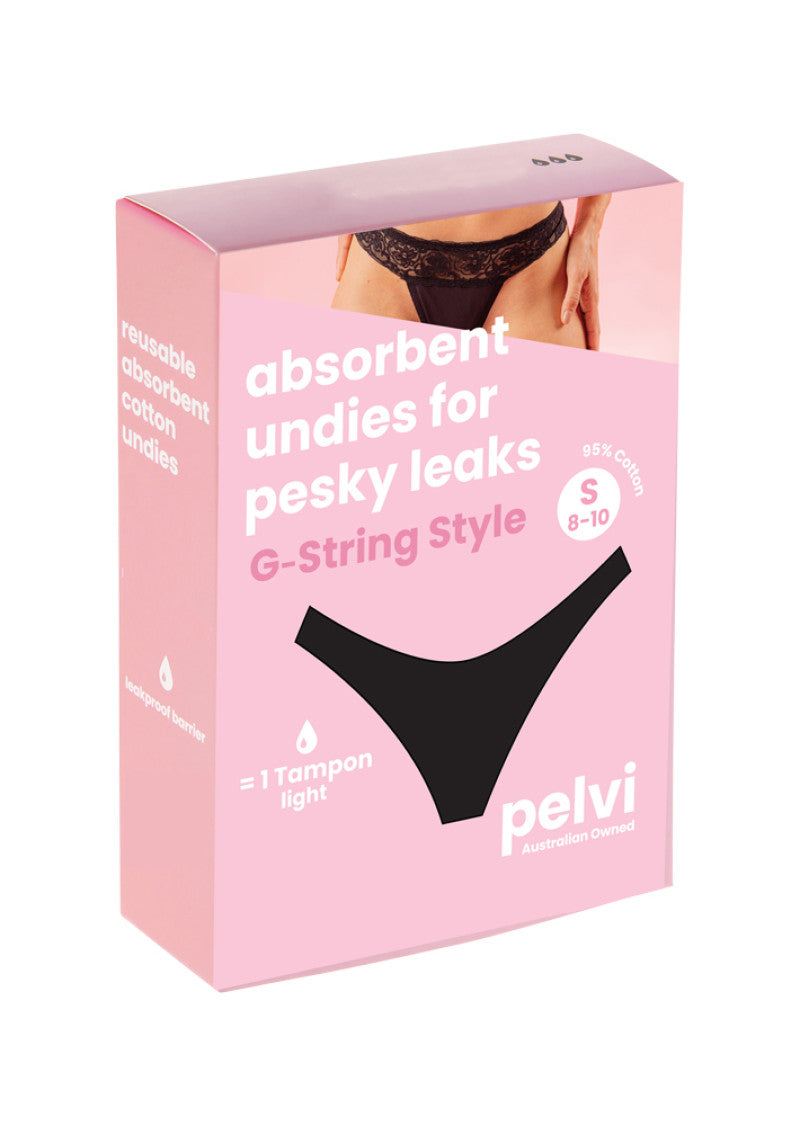 Pelvi Underwear Leakproof G String Black XS