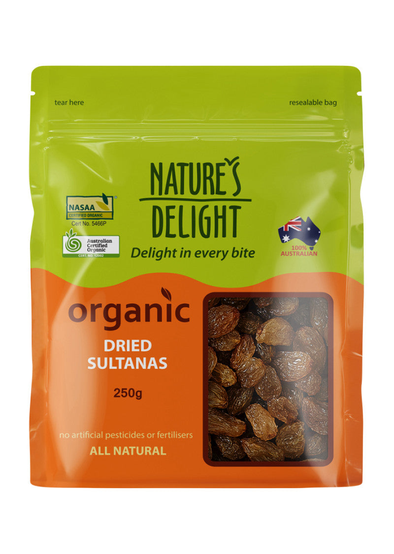 Natures Delight Organic Sultanas Dried 250g