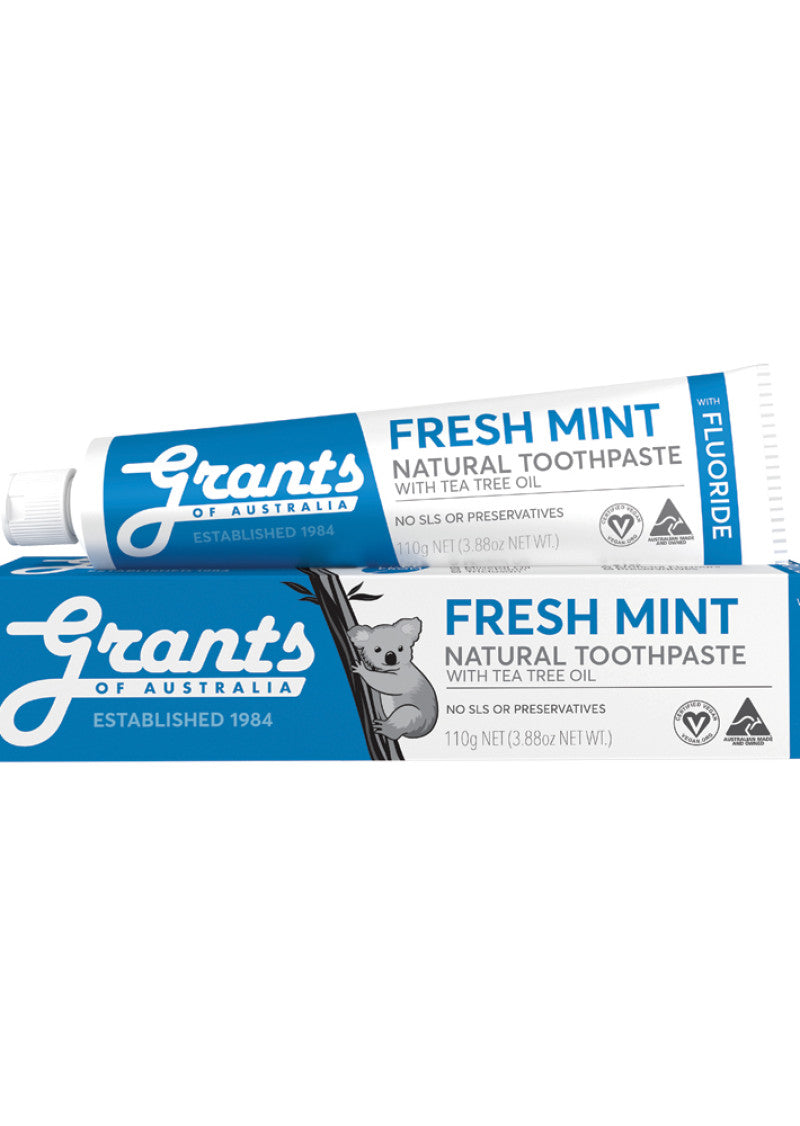 Grants Toothpaste Fresh Mint w Tea Tree Oil with Fluoride 110g