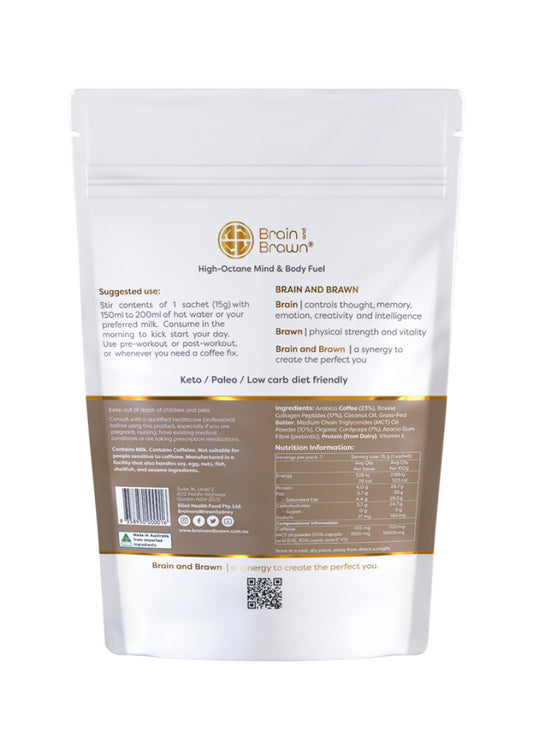 Brain Brawn Collagen Coffee Synergy Sachets 15g x 7 Pk