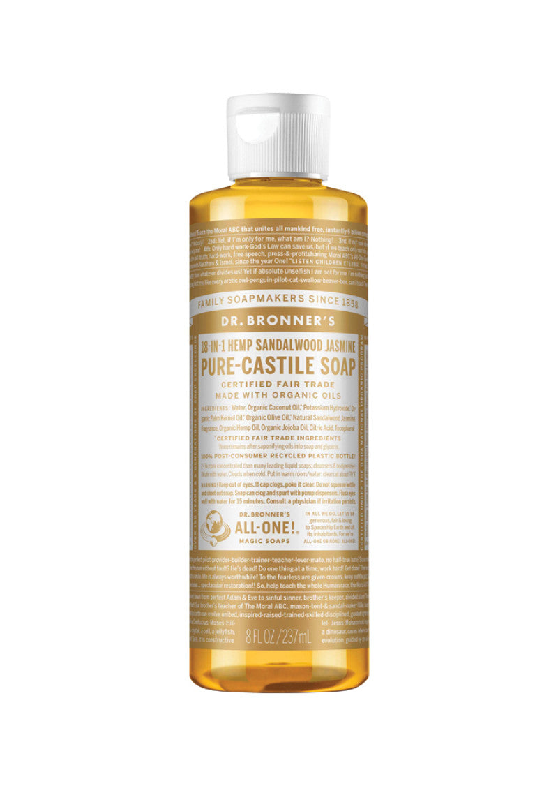 Dr. Bronner's Pure Castile Soap Liquid (Hemp 18 in 1) Sandalwood Jasmine 237ml