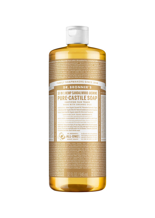 Dr. Bronner's Pure Castile Soap Liquid (Hemp 18 in 1) Sandalwood Jasmine 946ml