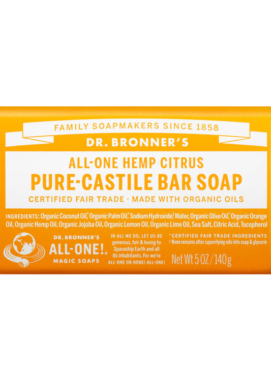 Dr. Bronner's Pure Castile Bar Soap (Hemp All One) Citrus 140g