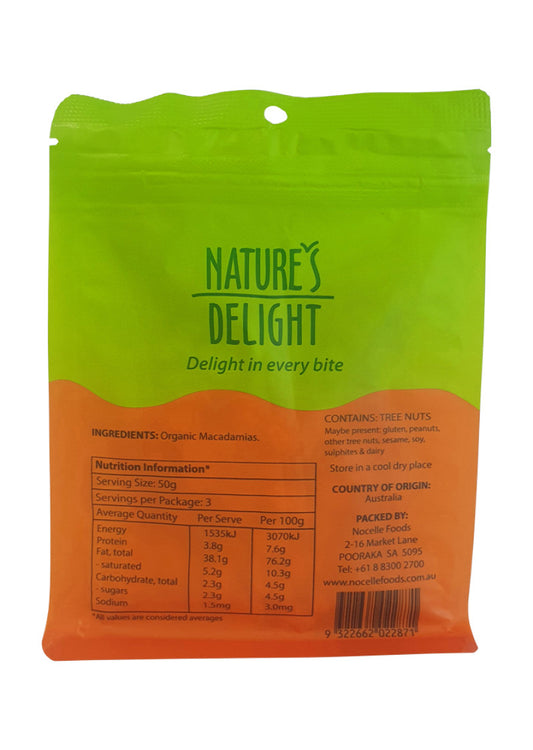 Natures Delight Organic Macadamias 150g