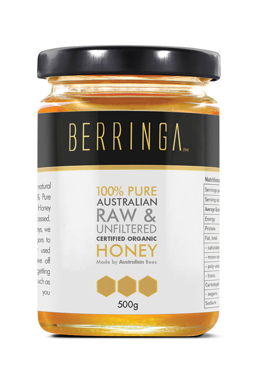 Berringa Organic Honey Aust Pure Raw Unfiltered 500g