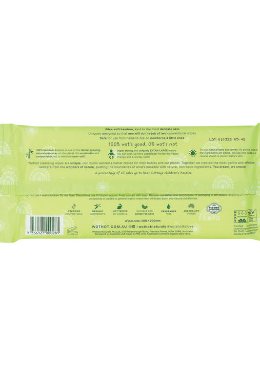 Wotnot Nat Wipes Natural (Baby) (Soft Pack Travel Case Refill) x 20 Pack