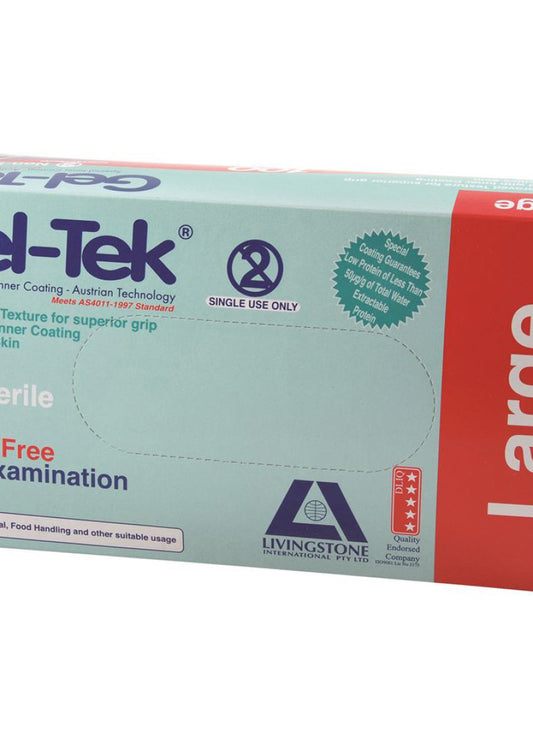 Gel Tek Latex Gloves Powder Free Large X 100 Pack