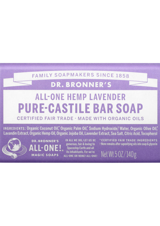 Dr. Bronner's Pure Castile Bar Soap (Hemp All One) Lavender 140g