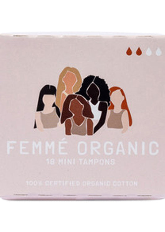 Femme Organic Org Tampons Mini x 18 Pack