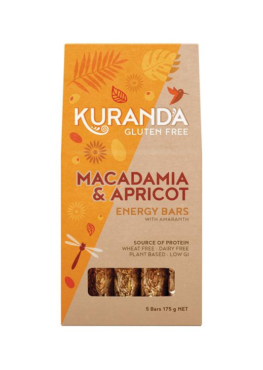 Kuranda Glut Free Energy Bars Macadamia Apricot 35g X 5