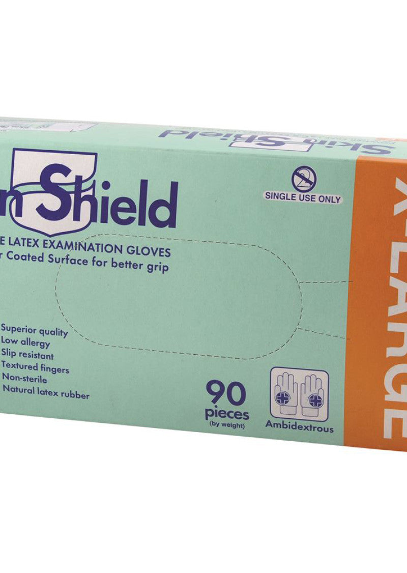 Skin Shield Latex Gloves Powder Free X Large X 90 Pack